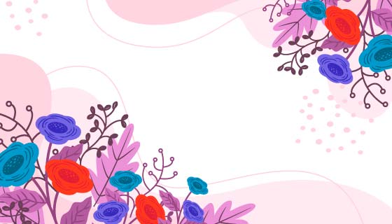 手绘风格花卉背景矢量素材(AI/EPS)
