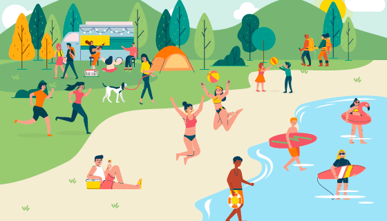 夏天户外活动的人们矢量素材(AI/EPS)