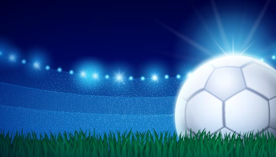草地上发光的足球矢量素材(AI/EPS)