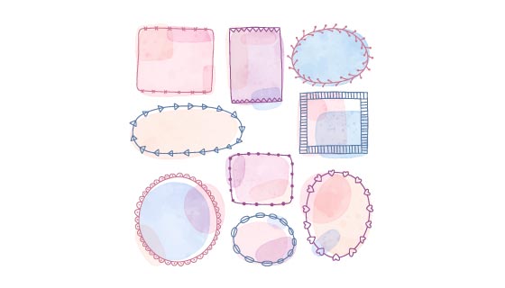 手绘水彩风格画框/相框矢量素材(AI/EPS/PNG)