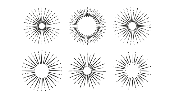 手绘简单风格的太阳光芒矢量素材(AI/EPS/PNG)