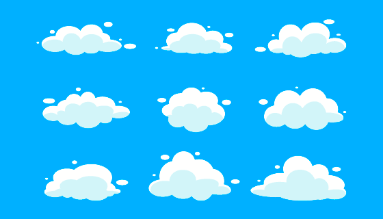 扁平风格的白云矢量素材(AI/EPS/PNG)