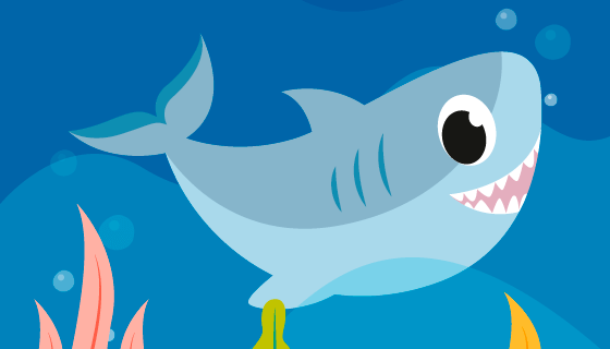 海底可爱的鲨鱼宝宝矢量素材(AI/EPS)