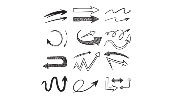 12个手绘风格的箭头矢量素材(EPS/PNG)