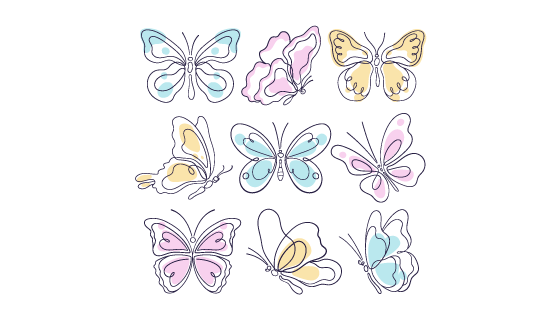 手绘蝴蝶轮廓矢量素材(AI/EPS/PNG)