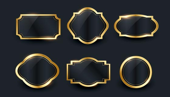 六个豪华的金色渐变边框矢量素材(AI/EPS)