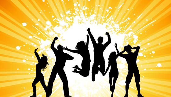 狂欢的人们剪影矢量素材(EPS)