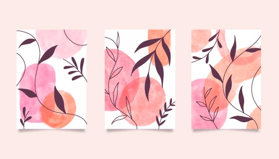 三张水彩风格的封面矢量素材(AI/EPS)