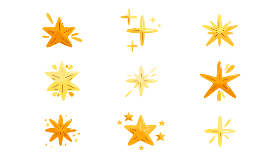 九个手绘风格的星星矢量素材(AI/EPS/PNG)