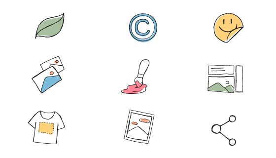 九个涂鸦风格的商业图标矢量素材(EPS)