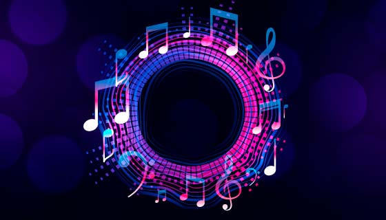 多彩音符设计的音乐背景矢量素材(EPS)