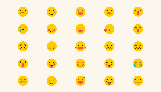 25个黄色可爱的表情矢量素材(EPS/PNG)