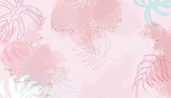 粉色水彩叶子背景矢量素材(EPS)