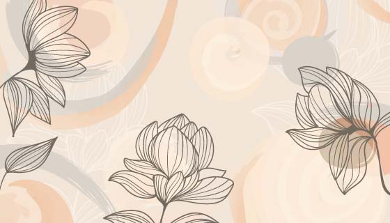 手绘水彩植物背景矢量素材(AI/EPS)