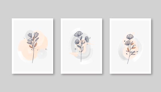 三张水彩风格的植物封面矢量素材(AI/EPS)