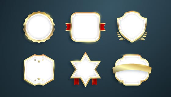 六个渐变金色豪华徽章矢量素材(AI/EPS)