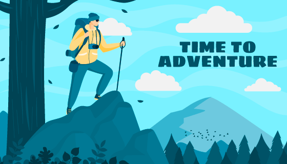 登上山顶向远处眺望的男子矢量素材(AI/EPS)