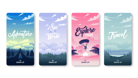 四张多彩渐变的自然封面矢量素材(AI/EPS)