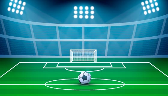 灯光照射的绿色足球场背景矢量素材(AI/EPS)