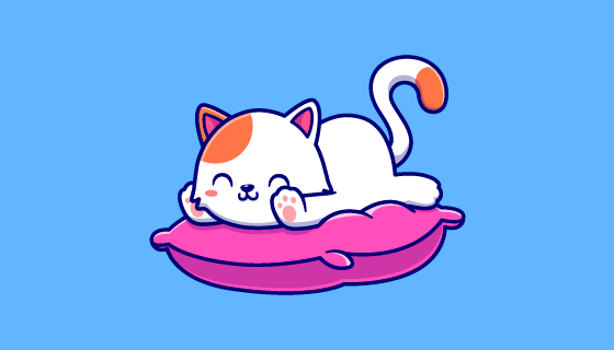 趴在枕头上的可爱猫咪矢量素材(EPS)