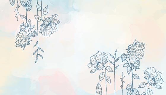 手绘水彩花卉背景矢量素材(AI/EPS)