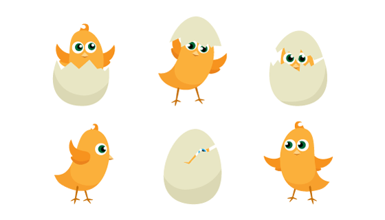 破壳而出的小鸡矢量素材(EPS/PNG)
