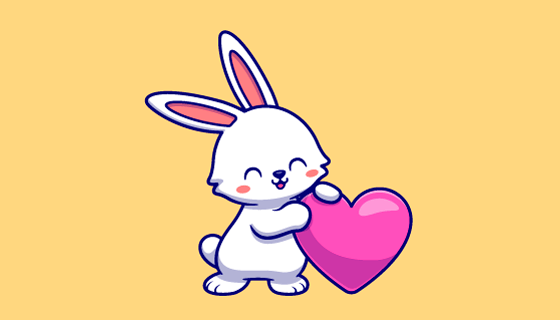 倚靠着爱心的可爱猫咪矢量素材(EPS)