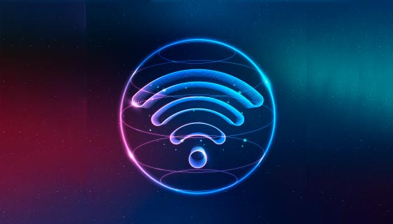 渐变霓虹灯wifi图标矢量素材(EPS)