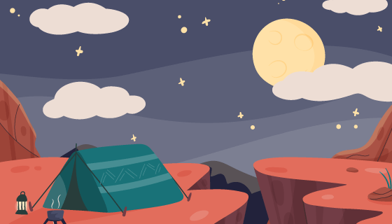 在山上搭帐篷露营矢量素材(AI/EPS)