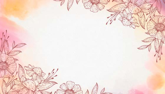 粉色水彩花卉背景矢量素材(AI/EPS)