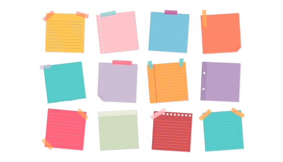 12个不同颜色和样式的便签矢量素材(EPS/PNG)