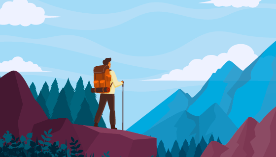 登山向远处眺望的男子矢量素材(AI/EPS)