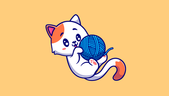 玩毛线的猫咪矢量素材(EPS)