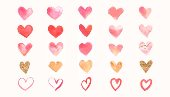 各种各样的水彩爱心矢量素材(EPS)
