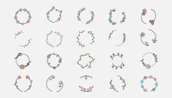 20个简单漂亮的植物花环矢量素材(EPS/PNG)