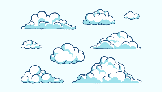 手绘风格的白云矢量素材(AI/EPS/PNG)