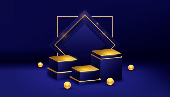 金色奢华的珠宝首饰展示柜台矢量素材(AI/EPS)