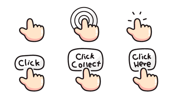 卡通风格点击触摸示意图矢量素材(EPS/PNG)