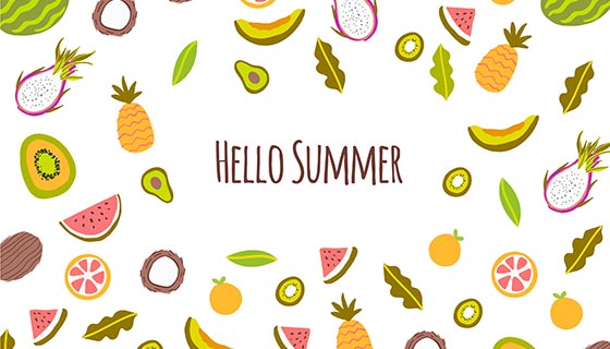 美味水果夏日背景矢量素材(EPS/AI)