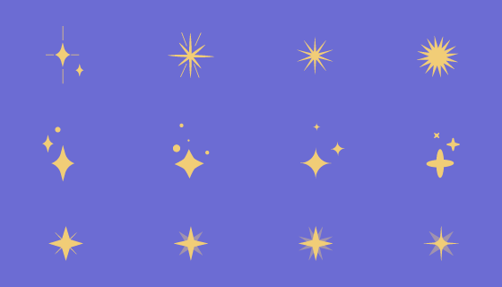 12个扁平风格的星星矢量素材(AI/EPS/PNG)
