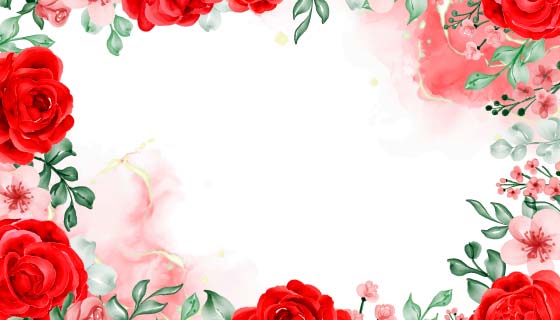 水彩画玫瑰花背景矢量素材(EPS)