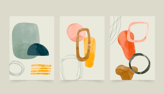 三张抽象风格的水彩封面矢量素材(AI/EPS)