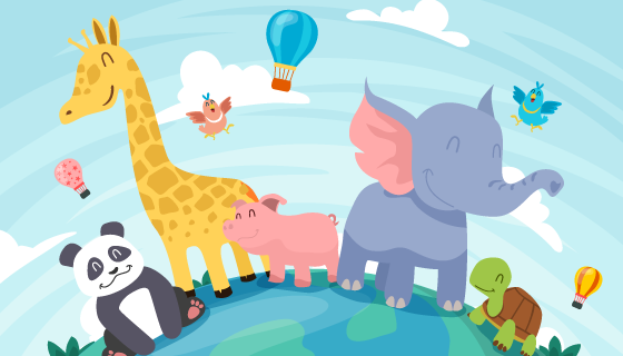 地球上可爱的动物矢量素材(AI/EPS)