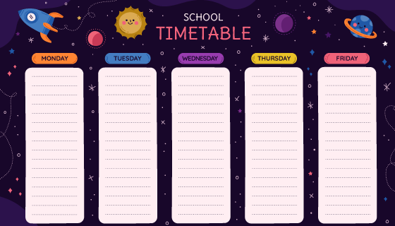 太空元素设计的课程表矢量素材(AI/EPS)