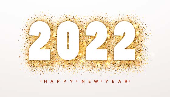 金色璀璨的2022新年快乐矢量素材(EPS)