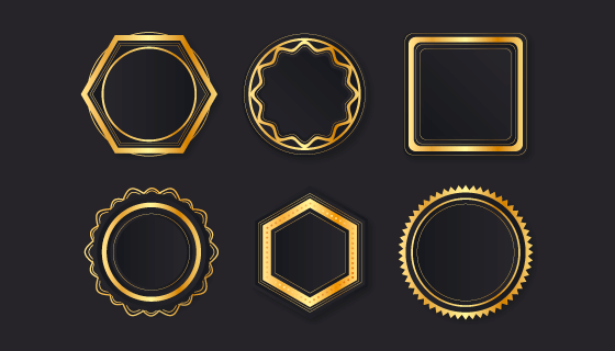 六个金色奢华的徽章矢量素材(AI/EPS)