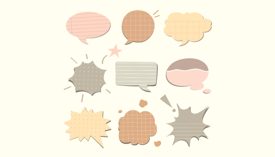 九个可爱的聊天气泡矢量素材(EPS/PNG)