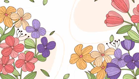 漂亮的手绘花卉背景矢量素材(AI/EPS)