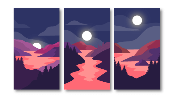 三张夜晚的山谷封面矢量素材(AI/EPS)