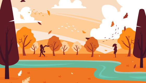 手绘金色秋天背景矢量素材(AI/EPS)